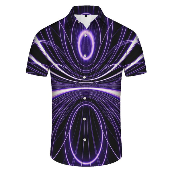 
3D printing pattern personalized cool casual loose men's casual loose regular black purple short-sleeved shirt Hawaiian style
                