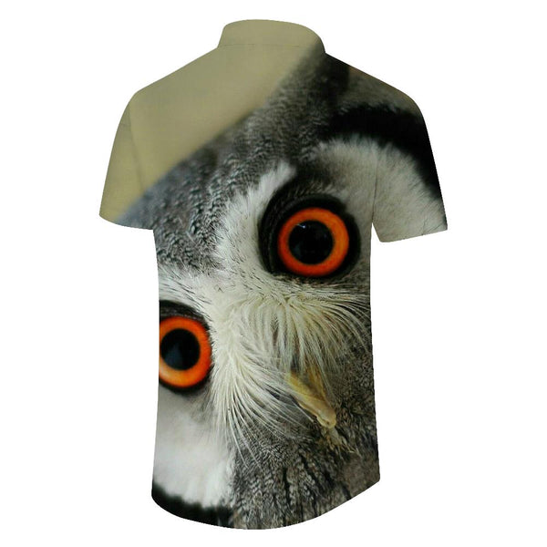 
Owl Mens Cuban Collar Shirt Casual Button Down Shirts Short Sleeve for Vacation Beach
                