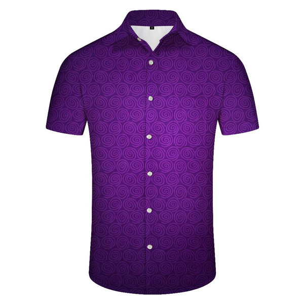 
Patterned purple retro fashion style short-sleeved shirt tropical Hawaiian button pocket lapel men's casual short-sleeved shirt loose
                