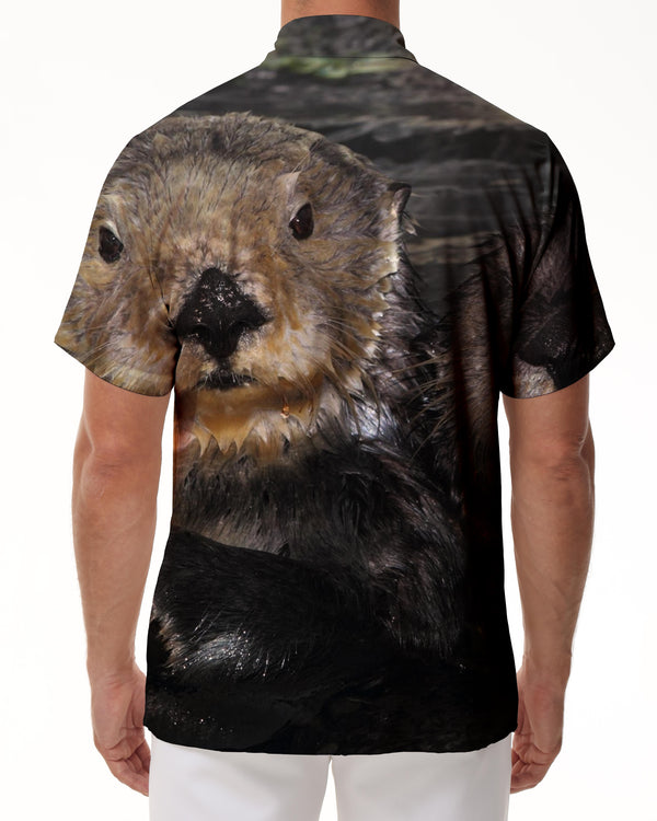 
Sea otter animal Hawaii summer tropical men's street daily simple shirt short sleeve Hawaiian short sleeve shirt digital printing
                