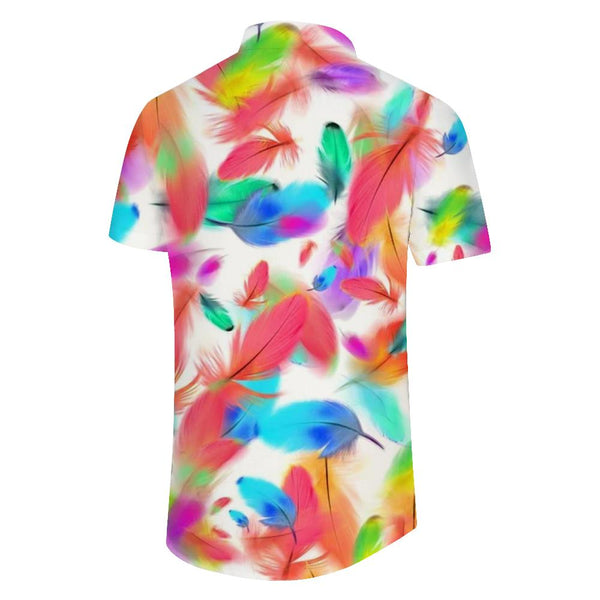 
Fashion Colorful Animal Feather Print Short Sleeve Shirt Casual Hawaiian Tropical Men's Summer Seaside Beach Digital Printing Printed Tops
                