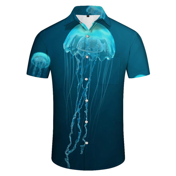 
Fashion Neon Jellyfish Men's Casual Loose 3D Printed Hawaiian Short Sleeve Undersea Animal Tops Hip Hop Fashion Men's Short Sleeve Shirt
                