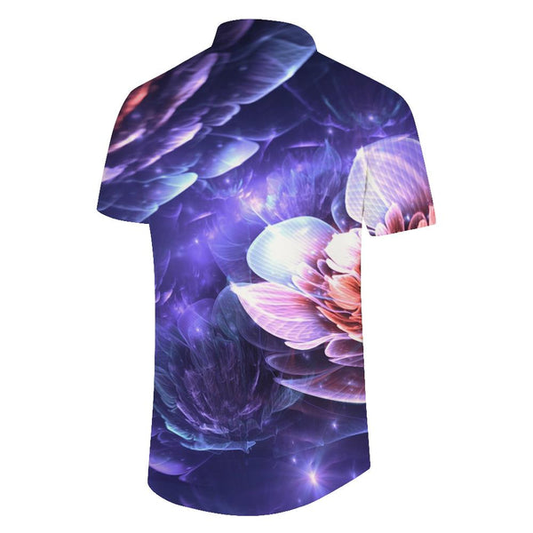 
Abstract Art Neon Flowers Men's Short Sleeve Shirt Casual Button Shirt Short Sleeve Summer Top with Pockets Purple
                