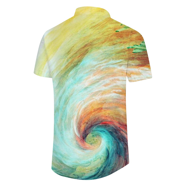 
Colorful Cartoon Abstract 3D Printed Pattern Hawaiian Lapel Button Men's Casual Beach Shirt Short Sleeve
                