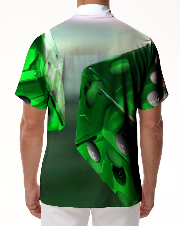 
Cool Green Casino Dice Art Mens Casual Short Sleeve Button Lapel Hawaiian Shirt Beach Top
                