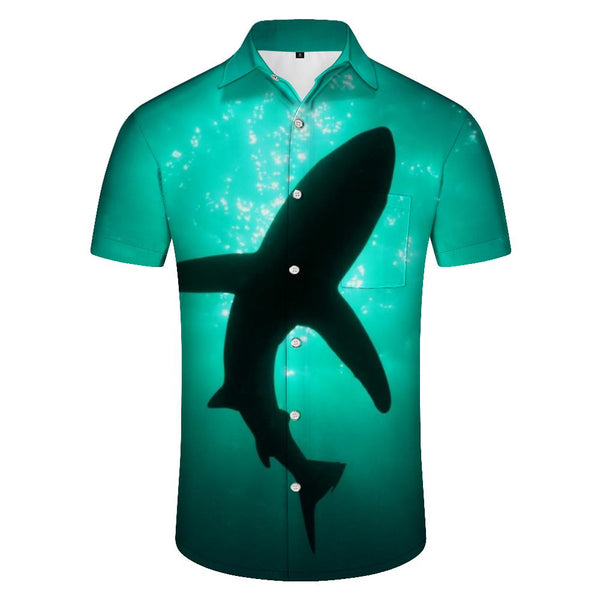 
Shark Hunting Button Men's Casual Wild Shark Hawaiian Short Sleeve Summer Shirt in Colorful Colors
                