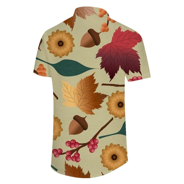 
Maple Leaf Summer Fashion Men's Casual Loose Regular Short Sleeve Hawaiian Button Tie Beach Vacation Short Sleeve
                