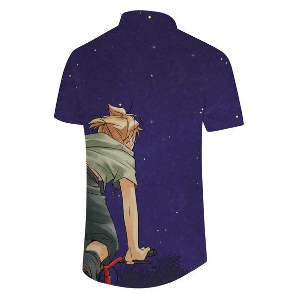 
Navy Blue Cartoon Anime Style Men's Casual Short Sleeve Shirt Hawaiian Tropical Beach Beach Button Shirt
                