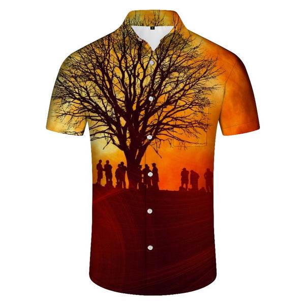 
Casual lazy shirt sunset beautiful scenery men's short sleeve Hawaiian shirt trees flowers beach casual style shirt
                