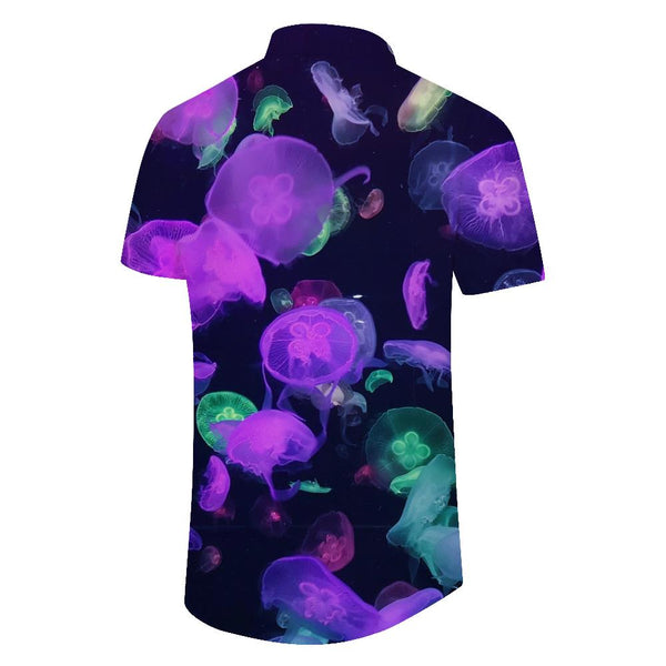 
Marine Life Animal Pattern Short Sleeve Shirt Summer Fashion Tops 3D Printing Colorful Luminous Jellyfish Hawaiian Shirt Men's Casual
                