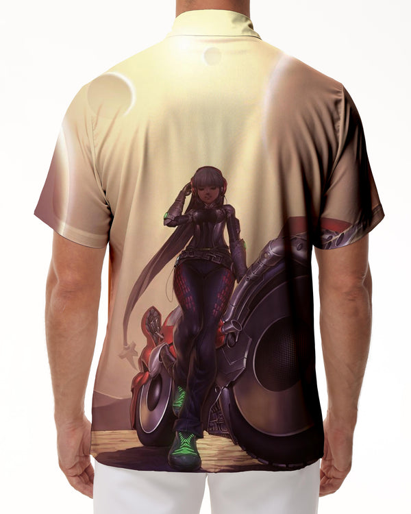 
Game women's character design fashion seaside beach short-sleeved shirt men's casual daily travel Hawaiian tropical short-sleeved shirt pocket
                
