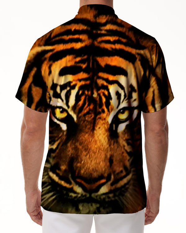 
Siberian Tiger Fierce 3D Printed Button Shirt Men's Breathable Short Sleeve Hip Hop Street Style Shirt Tops
                