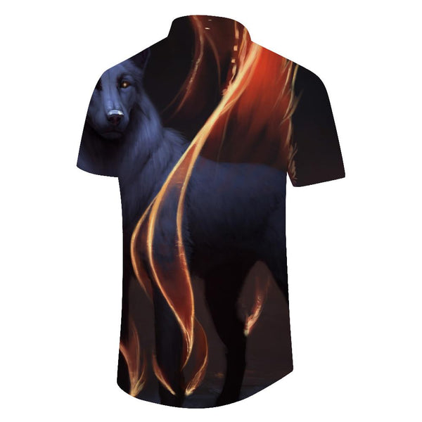 
Night Howl Cool Wolf Tropical Four Seasons Men's Casual Button Short Sleeve Hawaiian Button Lapel Shirt Beach Top Short Sleeve
                