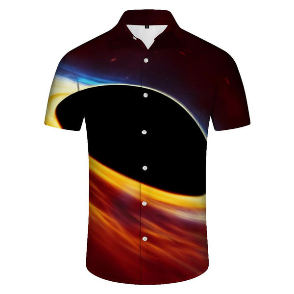 
Black Eclipse Fashion Casual Men's Loose Street Short Sleeve Shirt Digital Printing Button Pocket Lapel Printed Shirt Tops
                