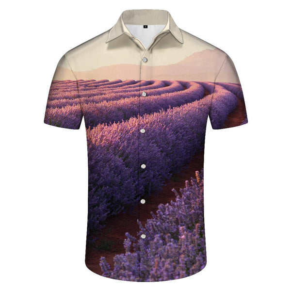 
Lavender Purple Flower Field Men's Casual Loose Short Sleeve Shirt Hawaiian Button Lapel Pocket Tropical Summer Beach Seaside Tops Casual
                