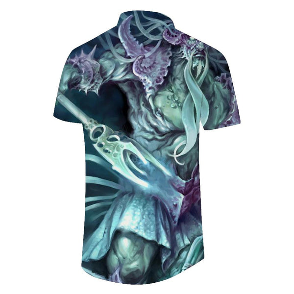 
Water Monster Warrior Men's Short Sleeve Shirt Loose Casual Vacation Beach Summer Shirt with Pockets
                