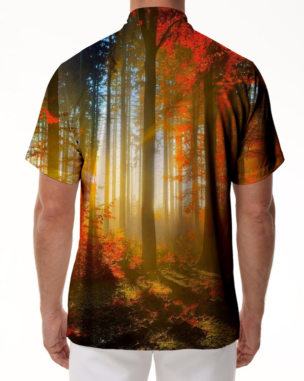 
Autumn Red Maple Leaf Men's Casual Polyester Shirt Men's Short Sleeve Shirt Button Shirt Loose Tops Vacation
                