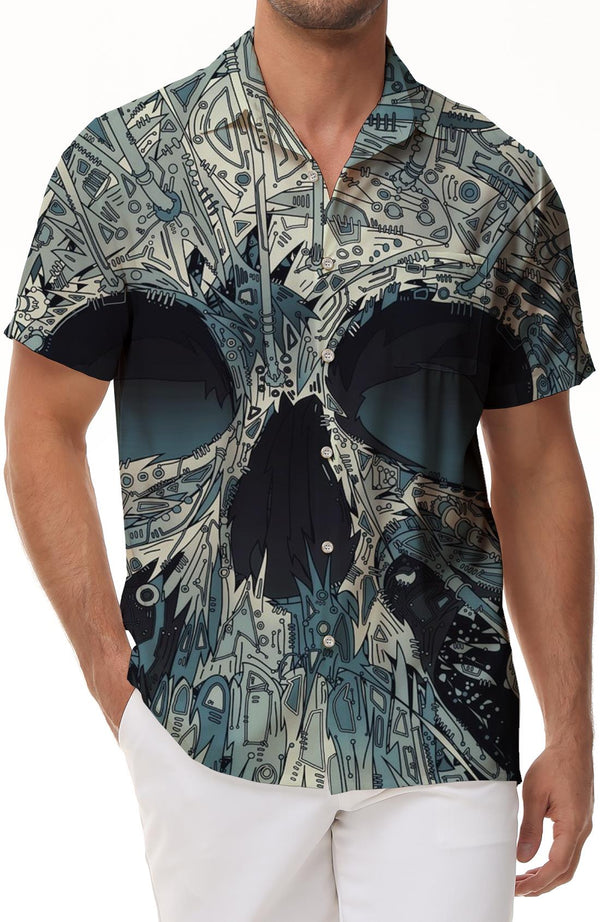 Men's Skull Shirt Hawaiian Print Casual Shirt Classic Summer Shirt Button-Down Beach Casual Collar Street Style