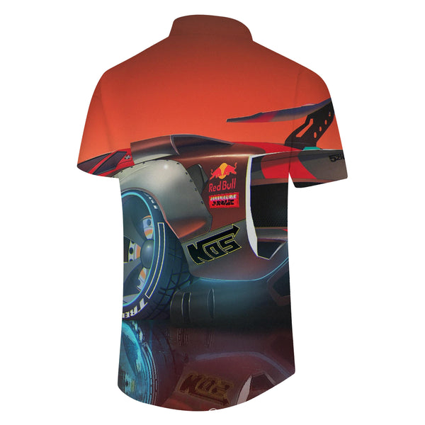 
Red Bull Sports Car Mens Casual Tail Summer Button Lapel Everyday Streetwear
                