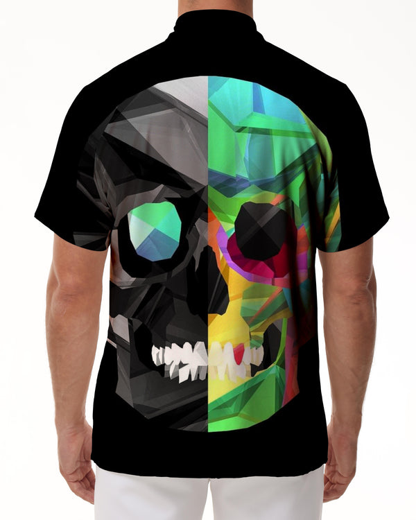 
Men's Casual Short Sleeve Green Skull Shirt Print Clothes Loose Lapel Summer Tops Short Sleeve
                