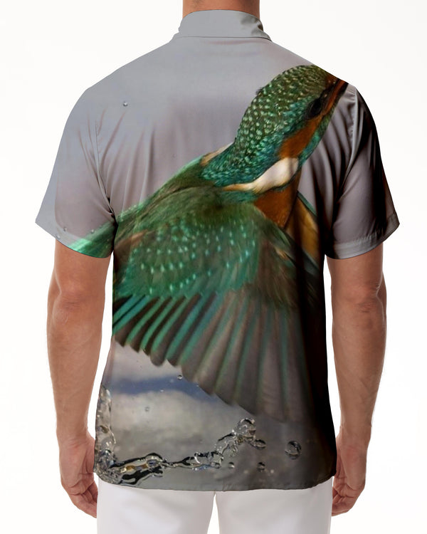 
Green festive bird animal men's casual loose street Hawaiian tropical four seasons shirt short sleeve button
                
