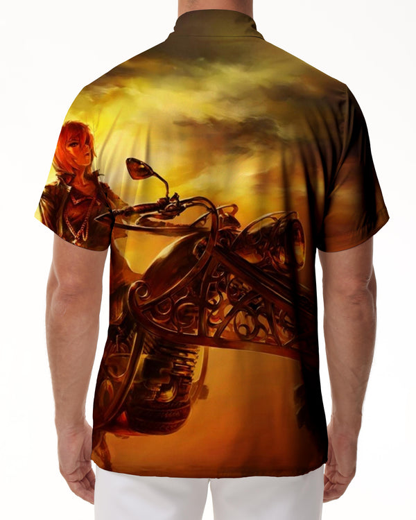 
New Men's Motocross 3D Printed Short Sleeve Shirt Summer Casual Printed Short Sleeve Shirt Cool Motorcycle Print Pattern Yellow
                