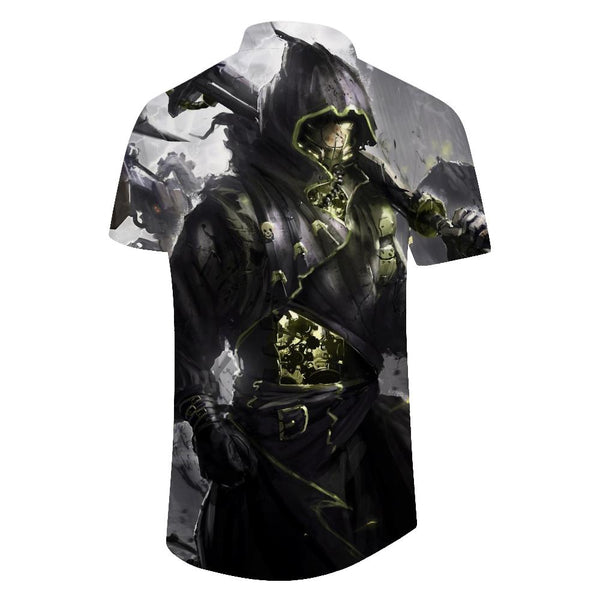 
Cool Game Death Casual Loose Regular Style Digital Printing Men's Short Sleeve Casual Button Shirt Summer Tops With Pockets
                