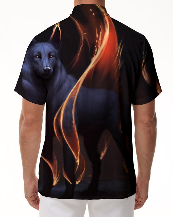 
Night Howl Cool Wolf Tropical Four Seasons Men's Casual Button Short Sleeve Hawaiian Button Lapel Shirt Beach Top Short Sleeve
                