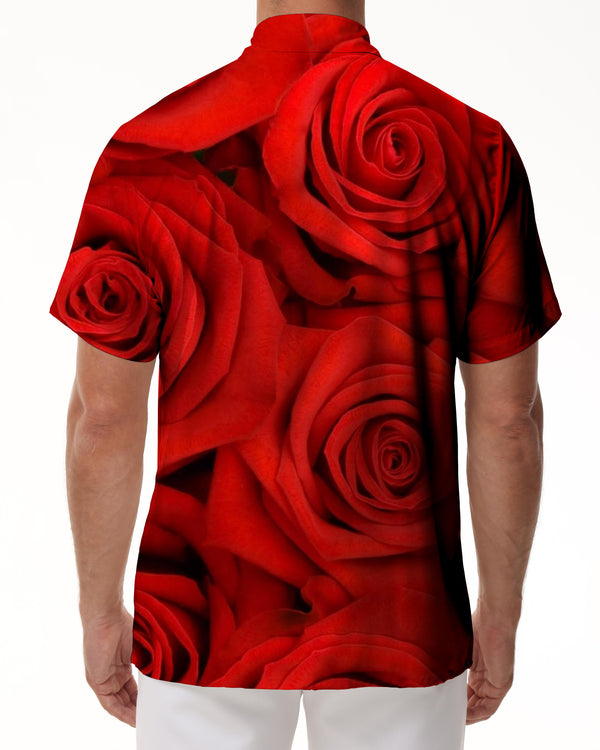 
Bright Rose Comfortable Breathable Fashion Short Sleeve Shirt Men's Soft Fashion Short Sleeve Hawaiian Short Sleeve Shirt Lapel Button
                
