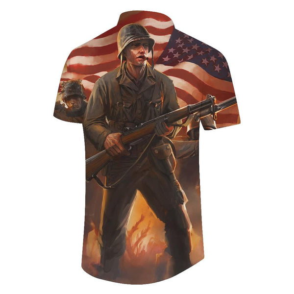 
War World War II American anime version 3D printing pattern men's casual short-sleeved shirt Hawaiian four seasons short-sleeved shirt tropical
                