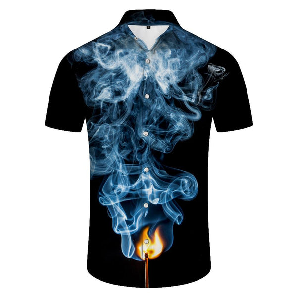 
Black burning mist Hawaii 3d digital printing short-sleeved shirt tropical leisure summer fashion short-sleeved shirt men's
                
