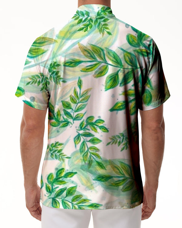 
Seaside fresh 3D digital printing Hawaiian button-down lapel pocket casual loose simple short-sleeved shirt style
                