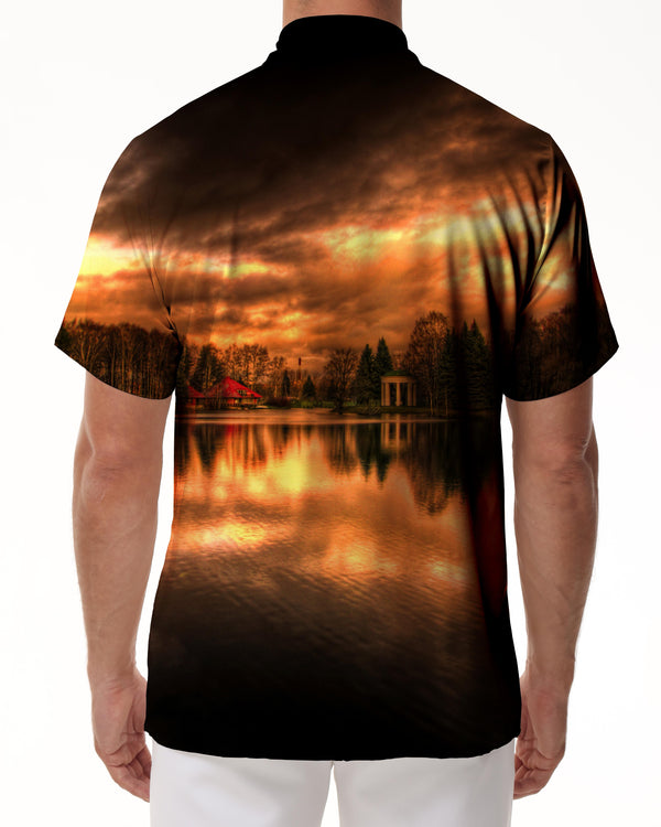 
3d digital printing fashion casual loose short sleeve men's casual summer button-down lapel summer fun simple short sleeve shirt style
                