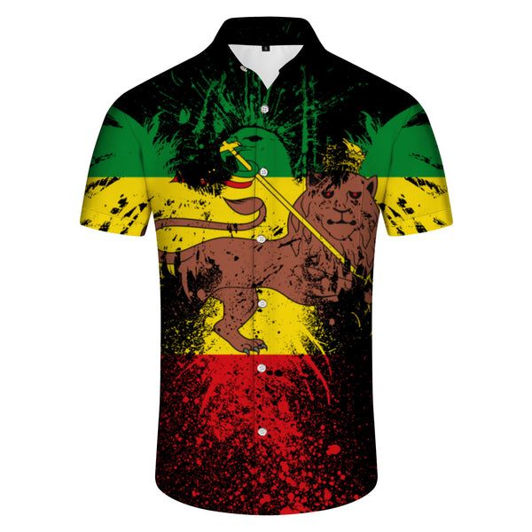 
Mexican flag abstract pattern men's shirt loose casual short sleeve regular fit tropical Hawaiian top fun print
                