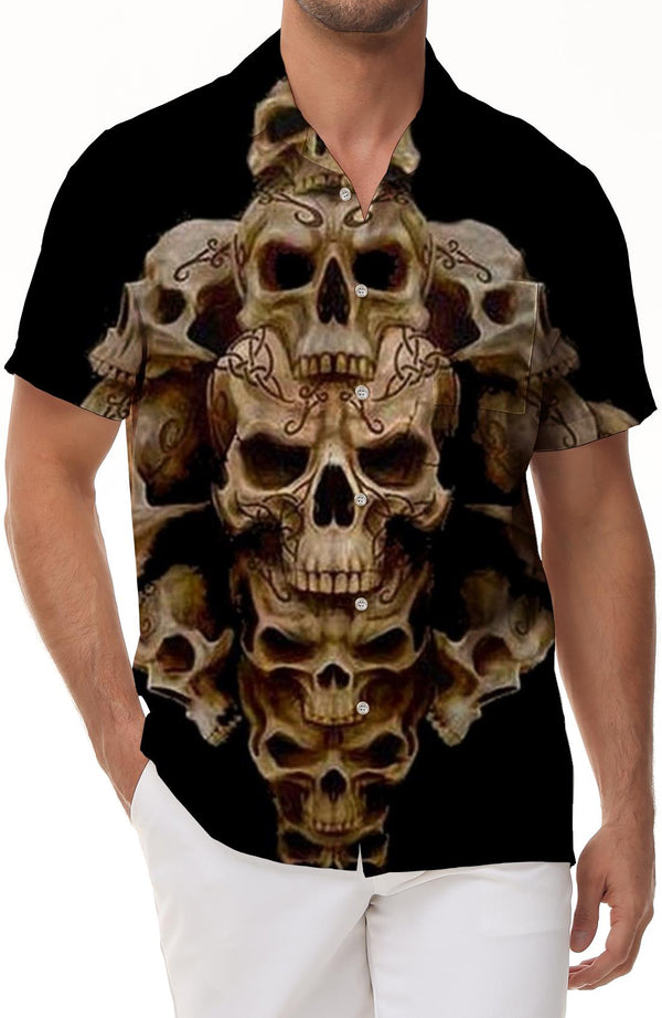 Funny Men's Hawaiian Shirt 3D Graphic Design Button-Up Short Sleeves Tropical Vacation Beach Short Sleeves Lapel Button-Up Closure