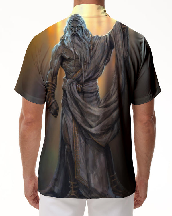 
Ancient God 3D digital printing men's statue cool pattern casual Hawaiian beach shirt
                