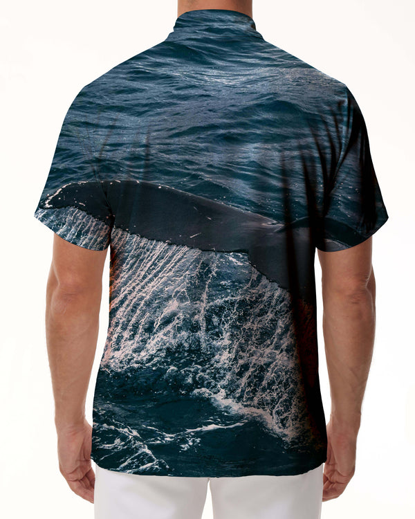 
Whale Tail Men's Casual Polyester Fashion Fun Shirt Summer Comfortable Breathable Beach Top Tropical Print Hawaiian Short Sleeve Shirt Seaside
                