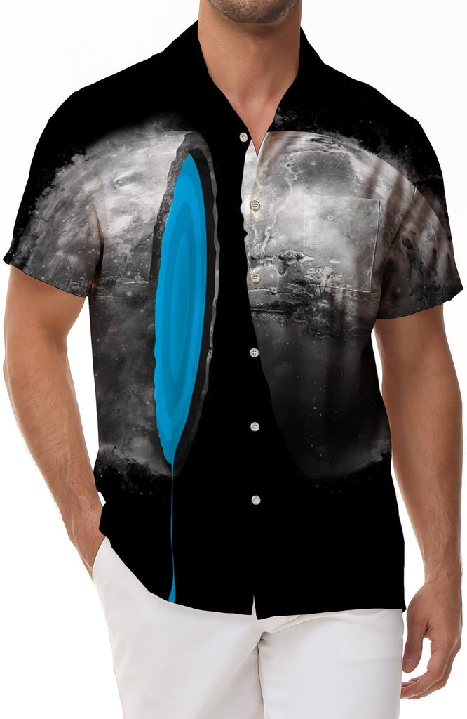 Round Chocolate Abstract Printed Casual Shirt Summer Loose Thin Short Sleeve Shirt Gray Trendy Lapel Shirt Beach