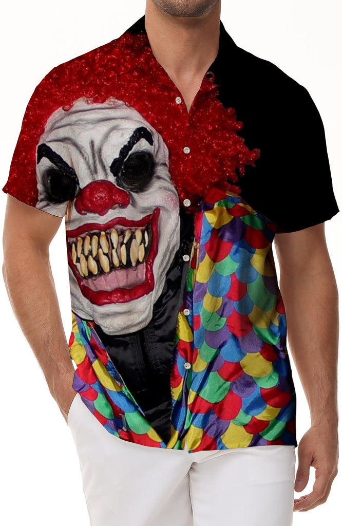 Mask Clown Fashion Abstract Personalized Men's Button Hawaiian Shirt Summer Beach Shirt Printed Shirt Short Sleeve