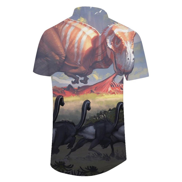 
Natural Survival Carnivore Dinosaur Era Men's 3D Digital Printing Casual Regular Loose Tropical Four Seasons Hawaiian Button Lapel Short Sleeve Shirt Pocket
                