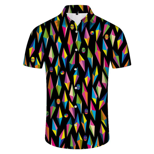 
Black irregular pattern men's casual Hawaiian button-down tropical short-sleeved shirt seaside beach fashion street outdoor walking short-sleeved
                