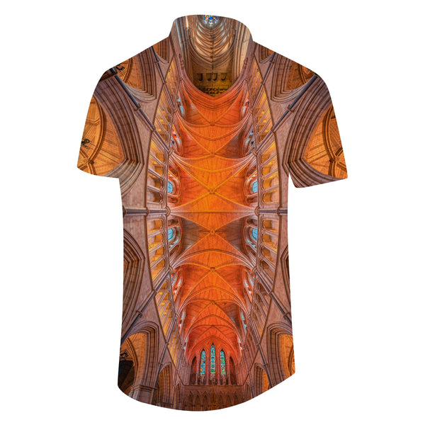 
Church Building Men's Button Shirt 3D Printed Casual Short Sleeve Hawaiian Party Beach Shirt
                