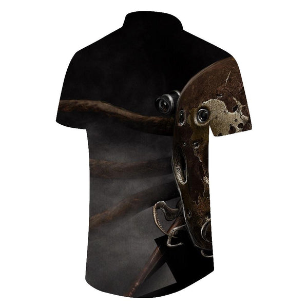 
Black personality animal cute cartoon Hawaii tropical four seasons suitable for men's short-sleeved shirt fun clothing
                