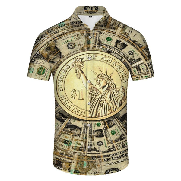 
Coin American Men's Short Sleeve Shirt Outdoor Travel Fishing Button Fashion Hawaiian Short Sleeve Shirt Digital Printing
                