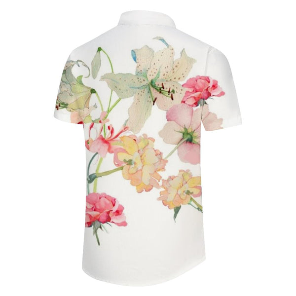 
Artistic floral regular style fashionable and elegant short-sleeved shirt Hawaiian button lapel pocket casual and comfortable shirt men's tops
                