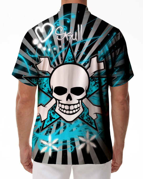
Death sign men's casual shirt gothic short sleeve shirt fashion vintage grim reaper skull button down shirt summer lapel street beach shirt streetwear
                