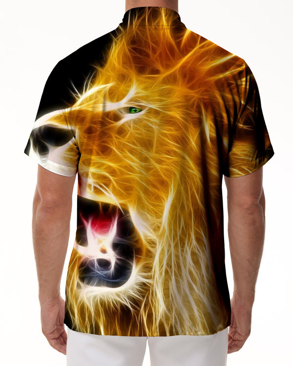 
Gold Flame Lion Super Cool Pattern Men's Printed Short Sleeve Hawaiian Shirt Lapel Short Sleeve
                