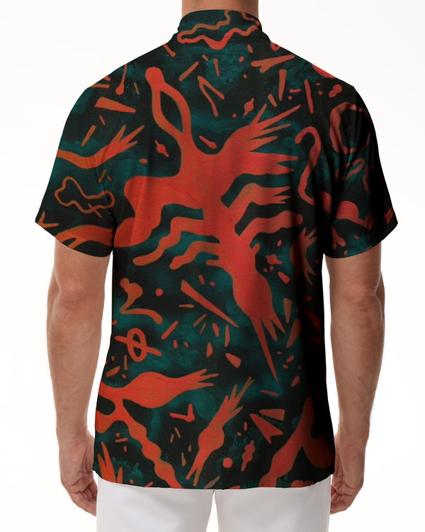 
Egyptian text casual daily street men's short-sleeved shirt Hawaiian tropical four seasons short-sleeved shirt vintage
                