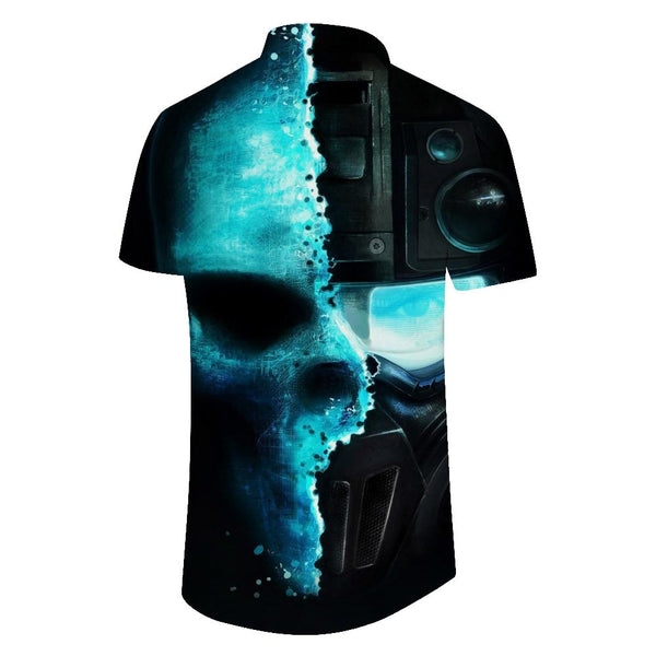 
Cyber Technology Skull Pattern Hip-Hop Rap Style Hawaiian Button Lapel Pocket Casual Daily Travel Vacation Men's
                