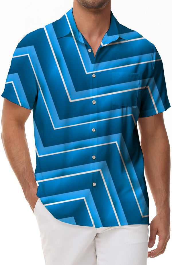 Men's short sleeve summer gradient button down shirts casual loose beach shirts holiday Hawaiian shirts outdoor